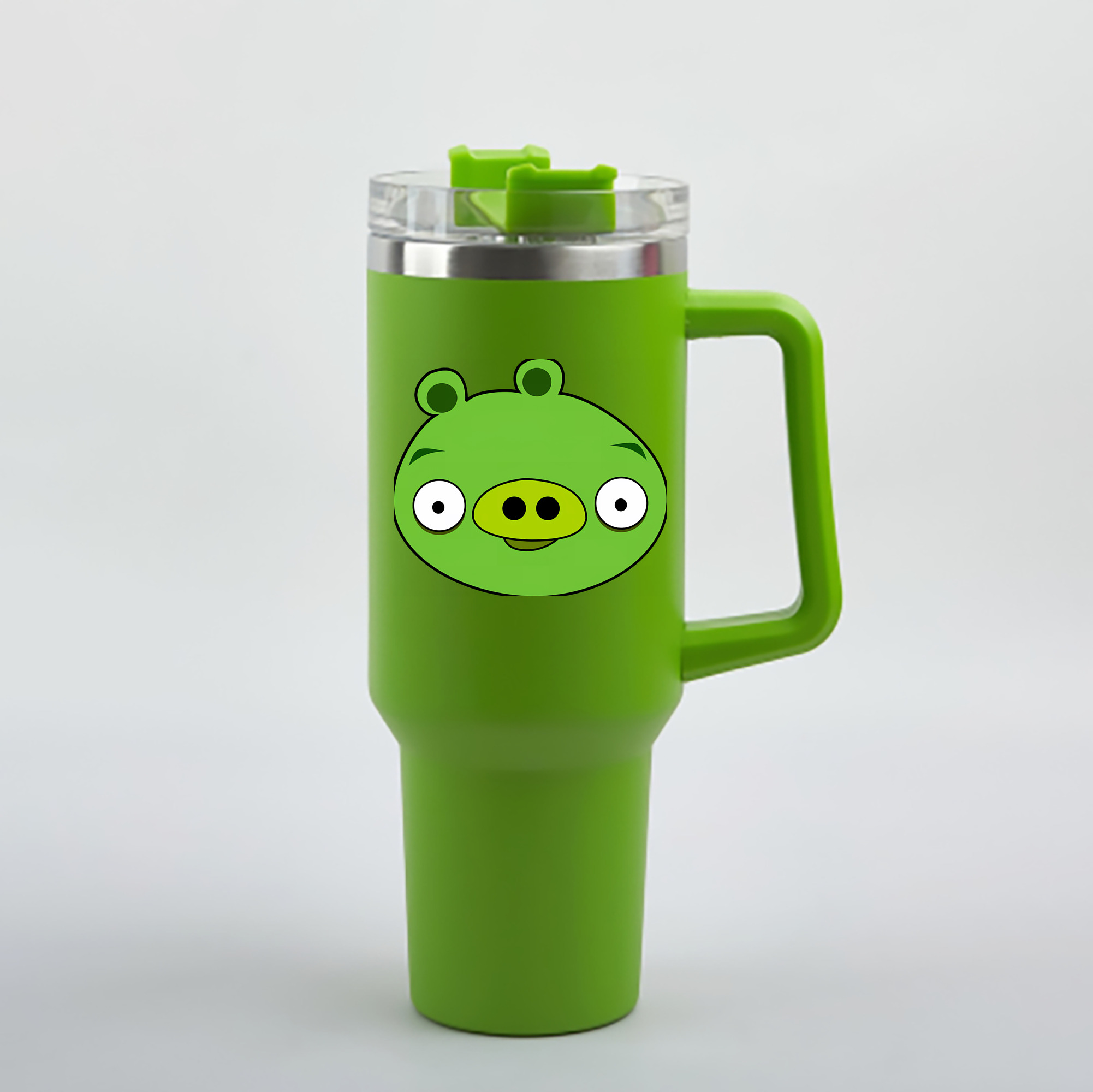 （画像用） Angry Birds アングリーバード 1200mL車用タンブラー - クリスタルステッカー（プラスチックストロー付き）